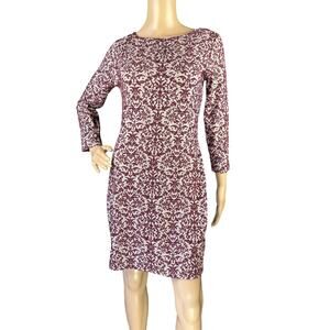 Xhilaration Women Burgundy Long Sleeves Boat Neck Sheath Bodycon Dress M